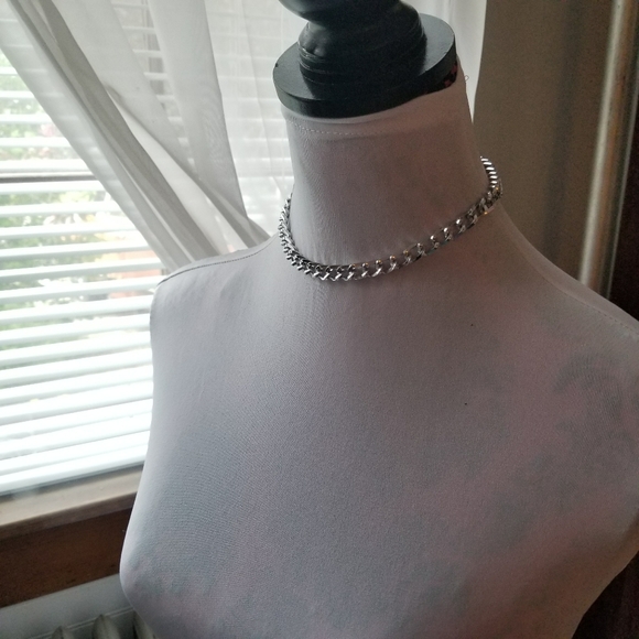 Relisted - Vintage chunky chain choker necklace silver tone - Picture 4 of 7